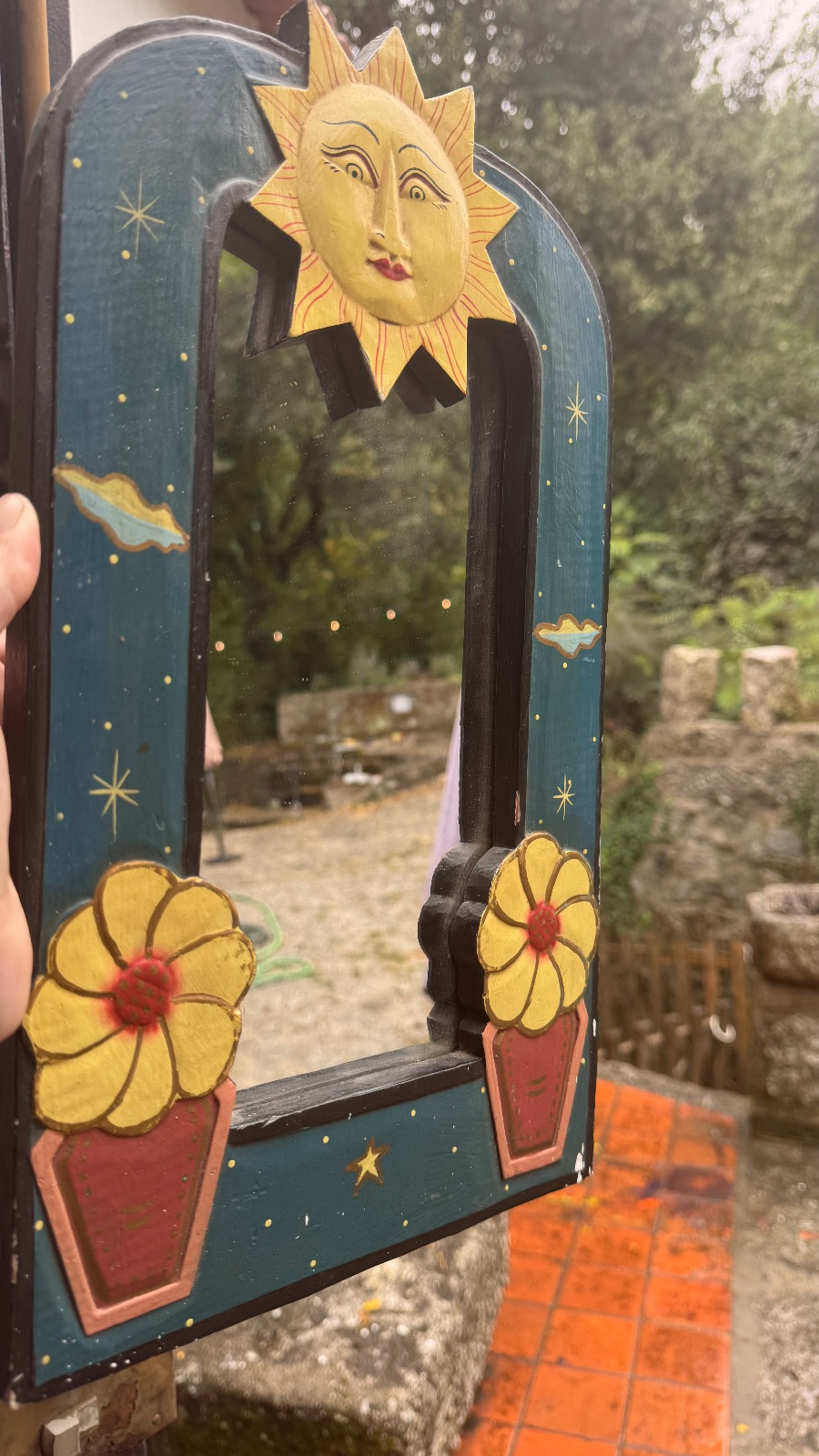 Painted wood mirror